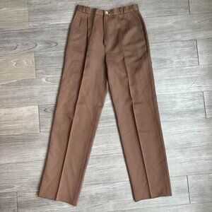 Vtg 70s Happy Legs Womens High Rise Chocolate Brown Straight Leg Trousers Size M